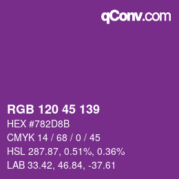 Color code: RGB 120 45 139 | qconv.com