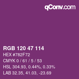 Color code: RGB 120 47 114 | qconv.com