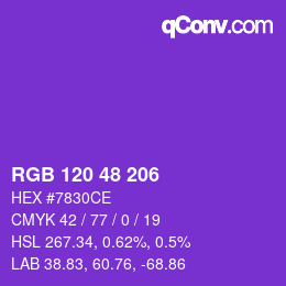 Color code: RGB 120 48 206 | qconv.com