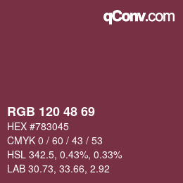 颜色代码: RGB 120 48 69 | qconv.com