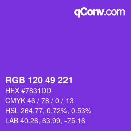 颜色代码: RGB 120 49 221 | qconv.com