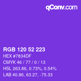 カラーコード: RGB 120 52 223 | qconv.com