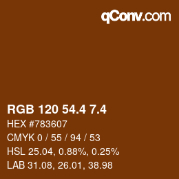 カラーコード: RGB 120 54.4 7.4 | qconv.com