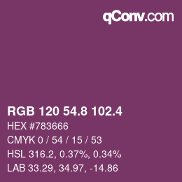 カラーコード: RGB 120 54.8 102.4 | qconv.com