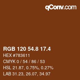 カラーコード: RGB 120 54.8 17.4 | qconv.com