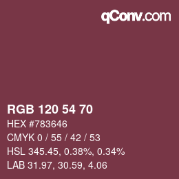 Color code: RGB 120 54 70 | qconv.com