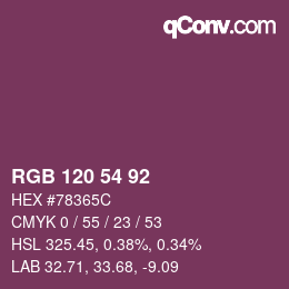 Color code: RGB 120 54 92 | qconv.com