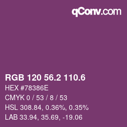 カラーコード: RGB 120 56.2 110.6 | qconv.com