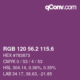 カラーコード: RGB 120 56.2 115.6 | qconv.com