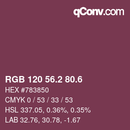 カラーコード: RGB 120 56.2 80.6 | qconv.com