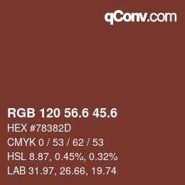 カラーコード: RGB 120 56.6 45.6 | qconv.com