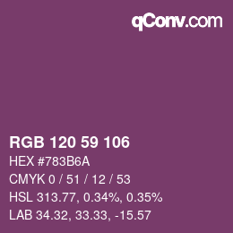 颜色代码: RGB 120 59 106 | qconv.com