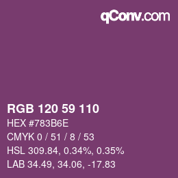 颜色代码: RGB 120 59 110 | qconv.com