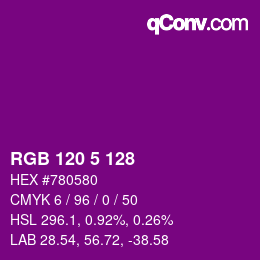Color code: RGB 120 5 128 | qconv.com