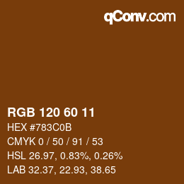 カラーコード: RGB 120 60 11 | qconv.com