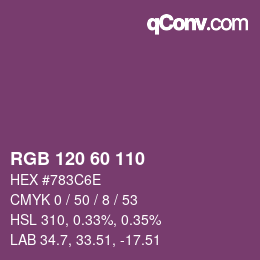 Color code: RGB 120 60 110 | qconv.com