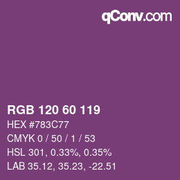 カラーコード: RGB 120 60 119 | qconv.com