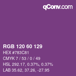 颜色代码: RGB 120 60 129 | qconv.com