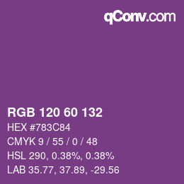 カラーコード: RGB 120 60 132 | qconv.com