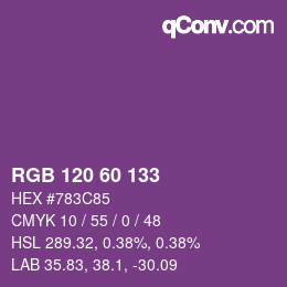 カラーコード: RGB 120 60 133 | qconv.com