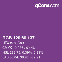 カラーコード: RGB 120 60 137 | qconv.com
