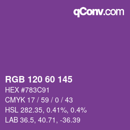 颜色代码: RGB 120 60 145 | qconv.com