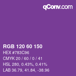 颜色代码: RGB 120 60 150 | qconv.com