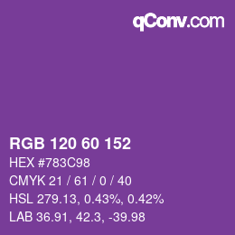 カラーコード: RGB 120 60 152 | qconv.com