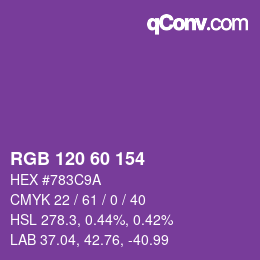 颜色代码: RGB 120 60 154 | qconv.com