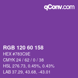 Color code: RGB 120 60 158 | qconv.com