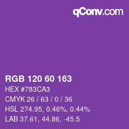カラーコード: RGB 120 60 163 | qconv.com