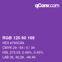 颜色代码: RGB 120 60 169 | qconv.com