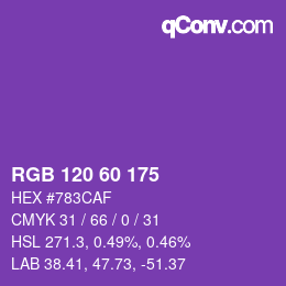 颜色代码: RGB 120 60 175 | qconv.com