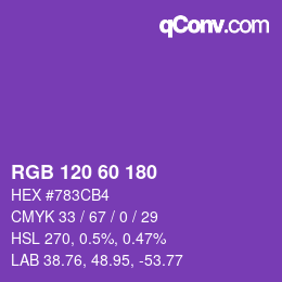 颜色代码: RGB 120 60 180 | qconv.com