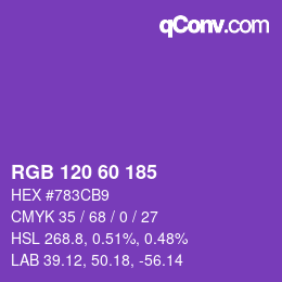 颜色代码: RGB 120 60 185 | qconv.com