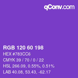 カラーコード: RGB 120 60 198 | qconv.com
