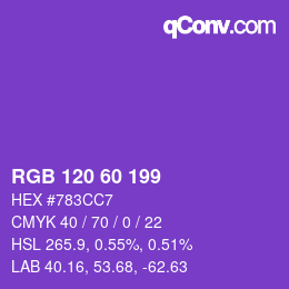 カラーコード: RGB 120 60 199 | qconv.com