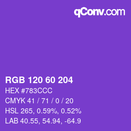 カラーコード: RGB 120 60 204 | qconv.com