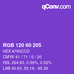 颜色代码: RGB 120 60 205 | qconv.com
