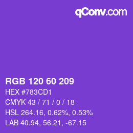 カラーコード: RGB 120 60 209 | qconv.com