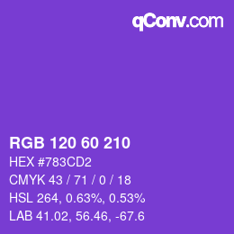 颜色代码: RGB 120 60 210 | qconv.com