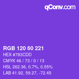 颜色代码: RGB 120 60 221 | qconv.com