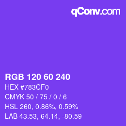 カラーコード: RGB 120 60 240 | qconv.com