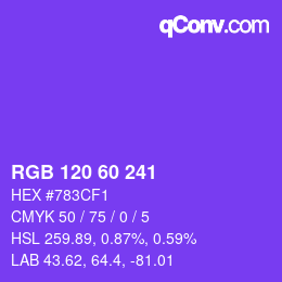 颜色代码: RGB 120 60 241 | qconv.com