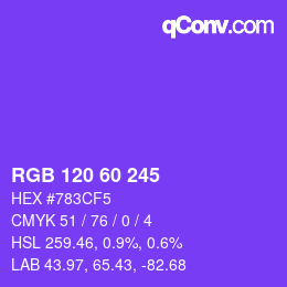 カラーコード: RGB 120 60 245 | qconv.com