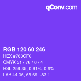 カラーコード: RGB 120 60 246 | qconv.com