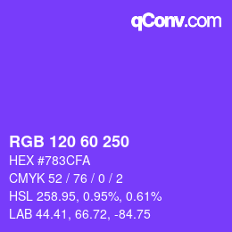 カラーコード: RGB 120 60 250 | qconv.com