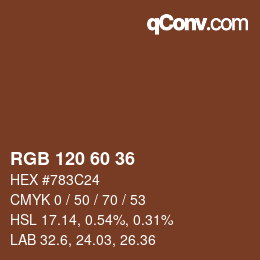 カラーコード: RGB 120 60 36 | qconv.com