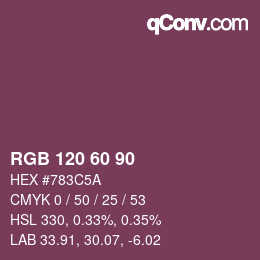 颜色代码: RGB 120 60 90 | qconv.com