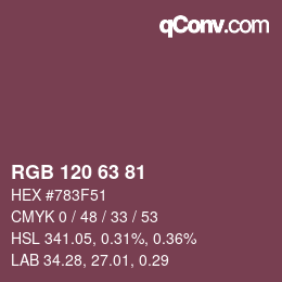 Color code: RGB 120 63 81 | qconv.com